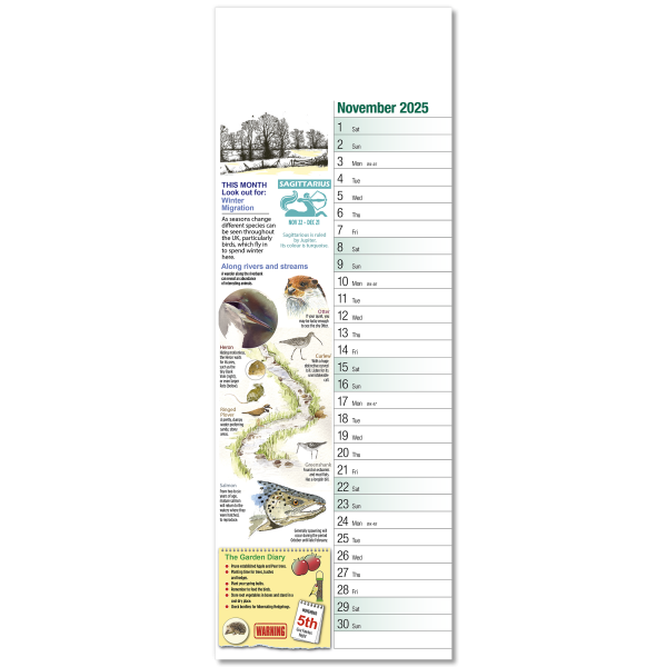 Nature Watch Slim Wall Calendar