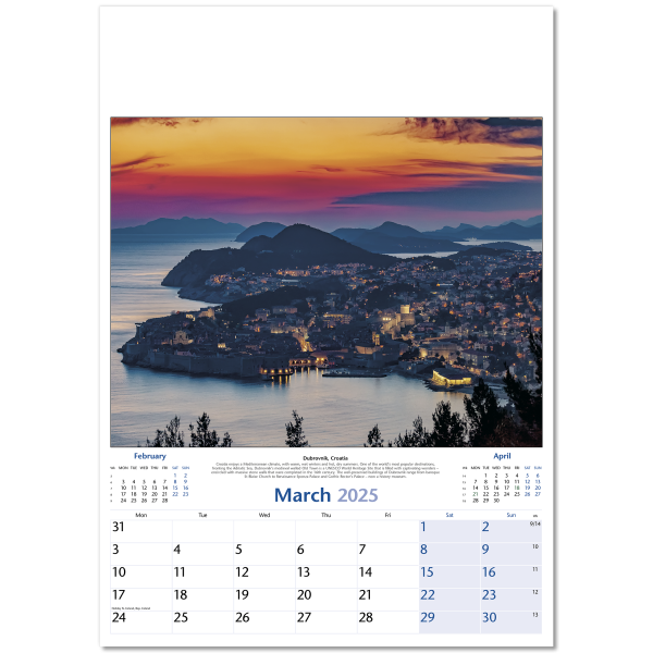 World by Night Wall Calendar