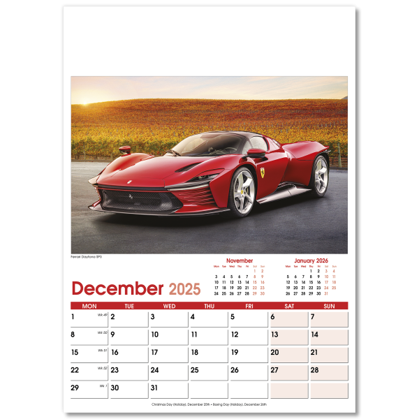 Fast Cars Wall Calendar - 13 Leaf