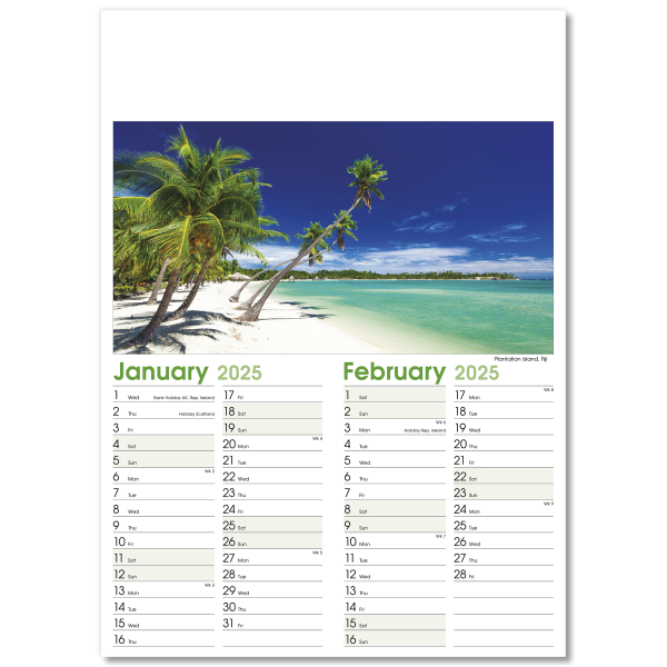 World Scenes Wall Calendar - 7 Leaf